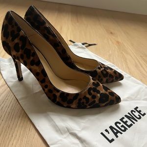 L'AGENCE Eloise II Leopard Print Calf Hair Pumps 39.5 Brand New